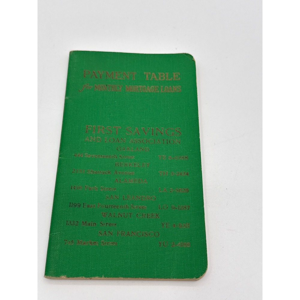 Vintage First Savings and Loan Association Mortgage Payment Table Booklet 1950